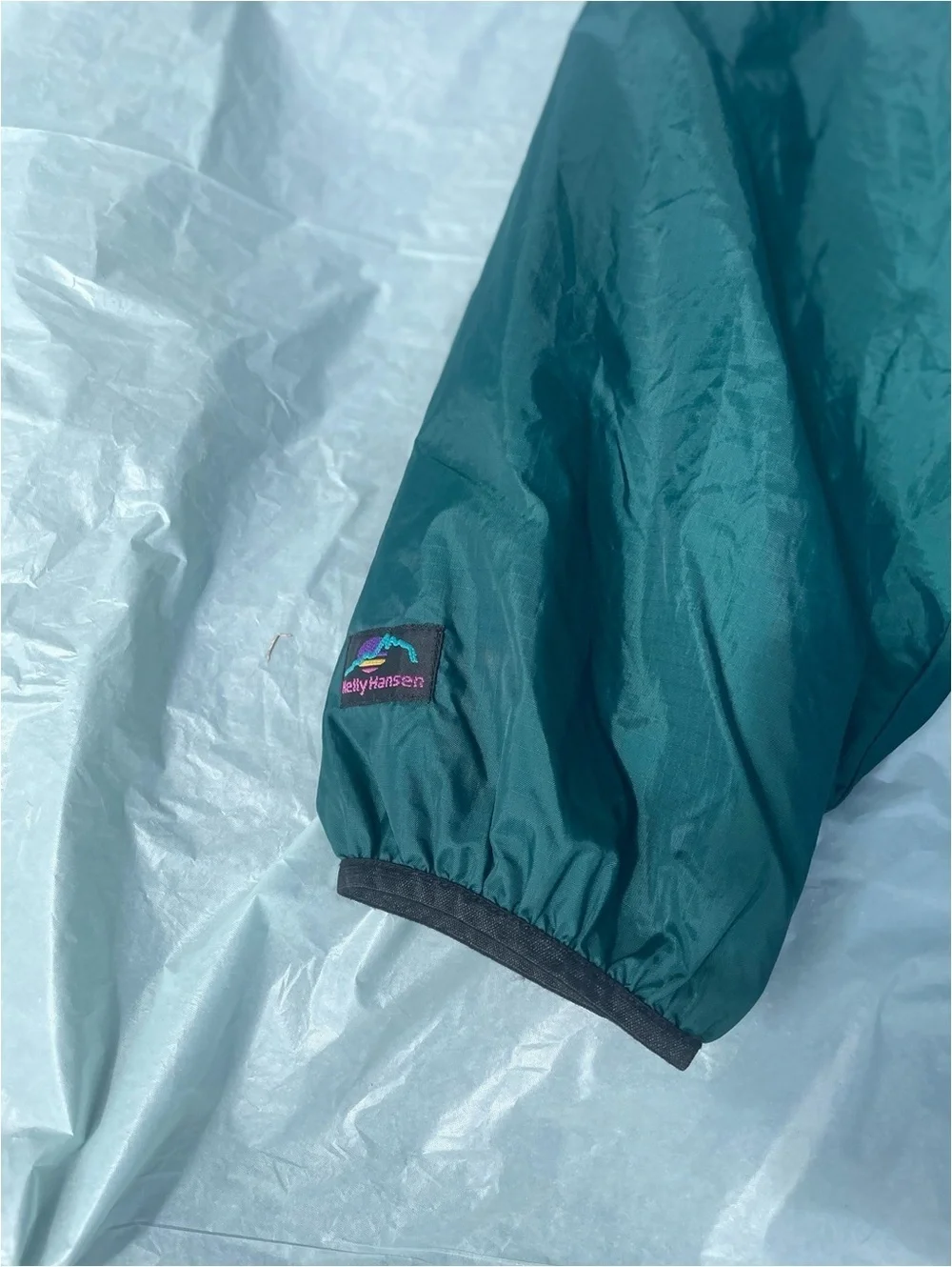 Vintage Helly Hansen Retro Teal Windbreaker with Purple Hood